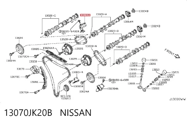 Napinacz łańcucha wałków rozrządu prawy 13070JK20B Nissan/Infiniti