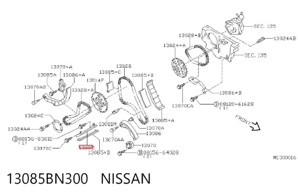 Tłumik drgań łańcucha rozrządu górny (głowica cylindrów) 13085BN300 Nissan/Infiniti