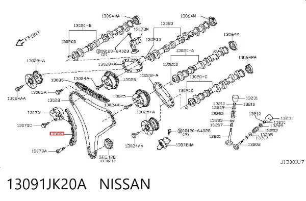 Prowadnica napinacza łańcucha rozrządu 13091JK20A Nissan/Infiniti