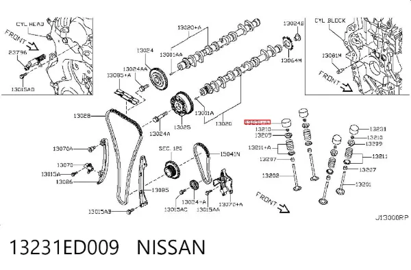 Kompensator hydrauliczny (popychacz hydrauliczny), popychacz zaworu 13231ED009 Nissan/Infiniti