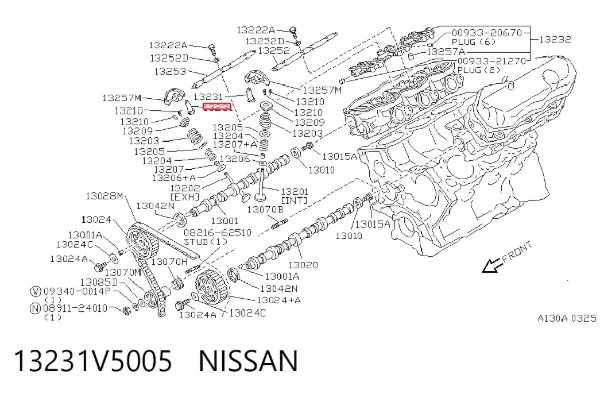 Kompensator hydrauliczny (popychacz hydrauliczny), popychacz zaworu 13231V5005 Nissan/Infiniti