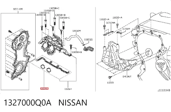 Uszczelka pokrywy zaworowej silnika, zestaw 1327000Q0A Nissan/Infiniti