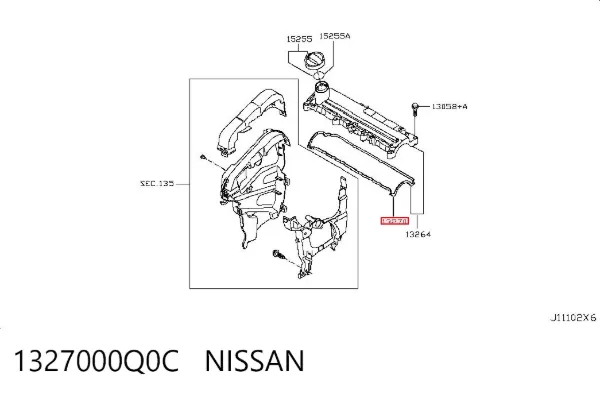 Uszczelka pokrywy zaworowej silnika 1327000Q0C Nissan/Infiniti