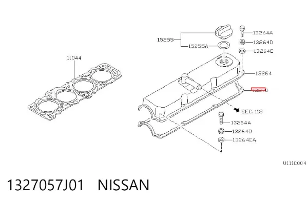 Uszczelka pokrywy zaworowej silnika 1327057J01 Nissan/Infiniti