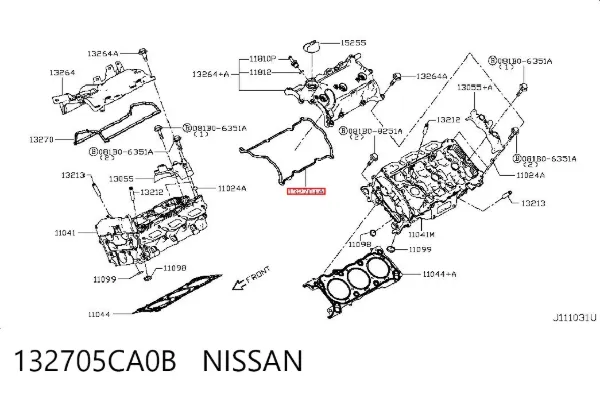 Uszczelka pokrywy zaworowej silnika 132705CA0B Nissan/Infiniti