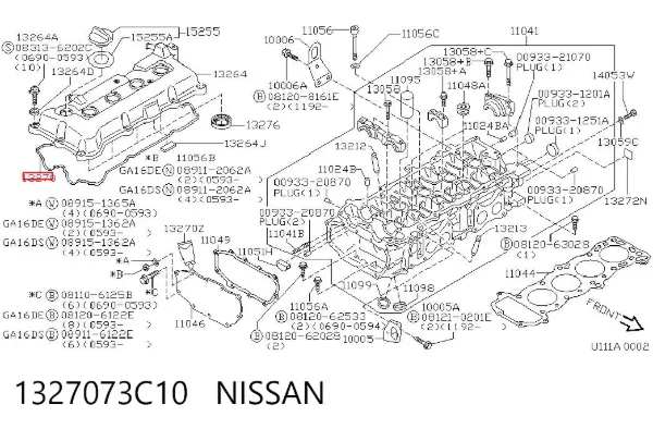Uszczelka pokrywy zaworowej silnika 1327073C10 Nissan/Infiniti