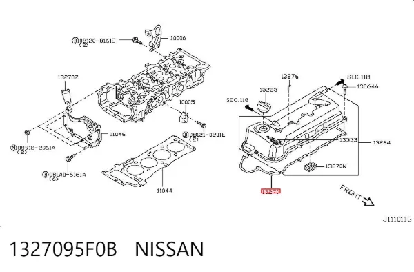 Uszczelka pokrywy zaworowej silnika 1327095F0B Nissan/Infiniti