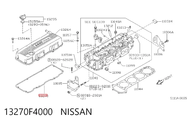 Uszczelka pokrywy zaworowej silnika 13270F4000 Nissan/Infiniti
