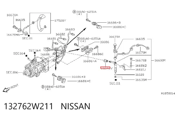 Pierścień uszczelniający wtryskiwacza 132762W211 Nissan/Infiniti