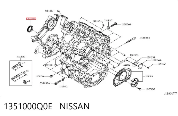 Uszczelniacz wału korbowego przedni 1351000Q0E Nissan/Infiniti