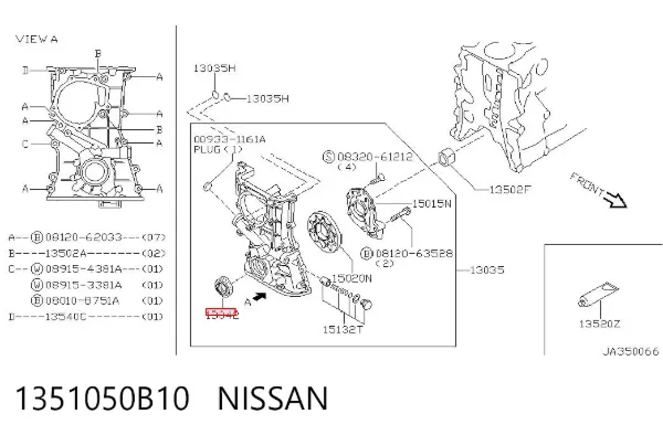 Uszczelniacz wału korbowego przedni 1351050B10 Nissan/Infiniti