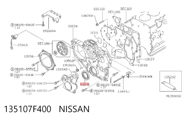 Uszczelniacz wału korbowego przedni 135107F400 Nissan/Infiniti