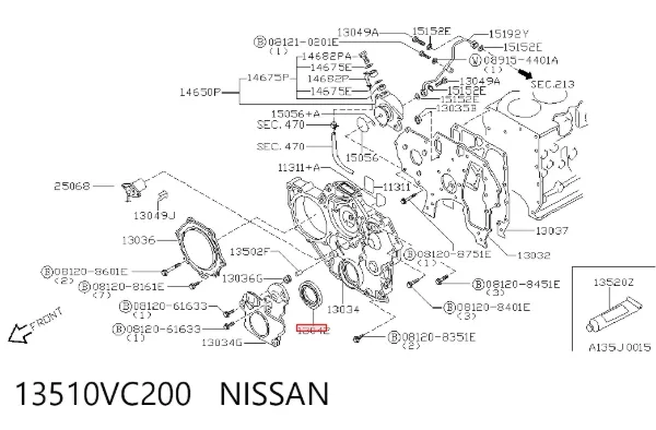 Uszczelniacz wału korbowego przedni 13510VC200 Nissan/Infiniti