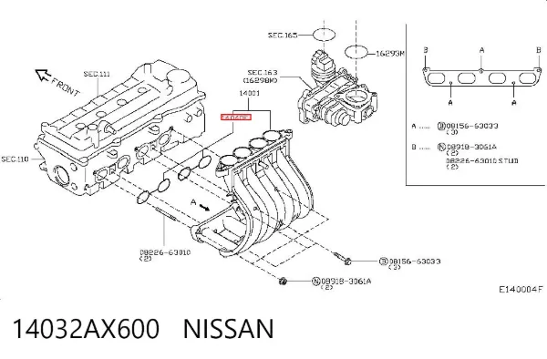 Uszczelka kolektora ssącego 14032AX600 Nissan/Infiniti