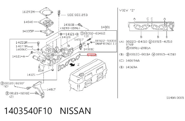 Uszczelka kolektora ssącego Nissan Prairie M11