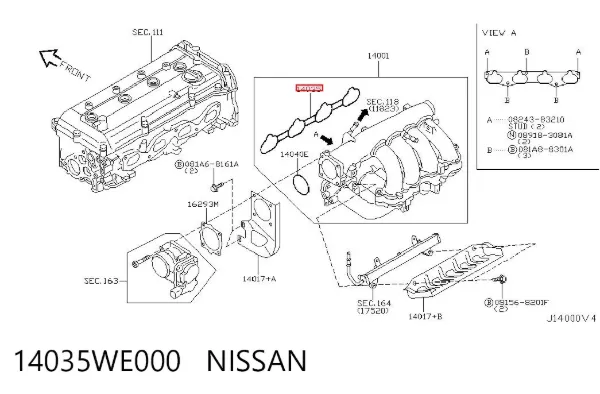 Uszczelka kolektora ssącego 14035WE000 Nissan/Infiniti