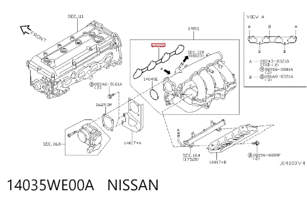 Uszczelka kolektora ssącego Nissan Teana J31