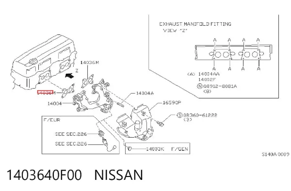 Uszczelka kolektora wydechowego Nissan Prairie M11