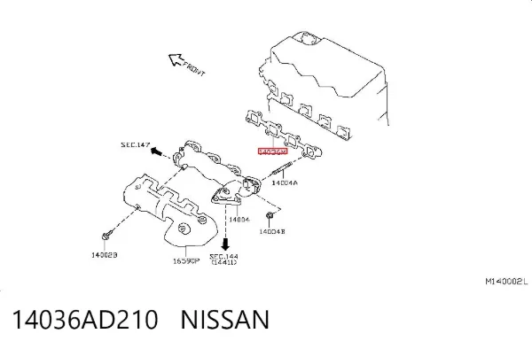 Uszczelka kolektora wydechowego 14036AD210 Nissan/Infiniti