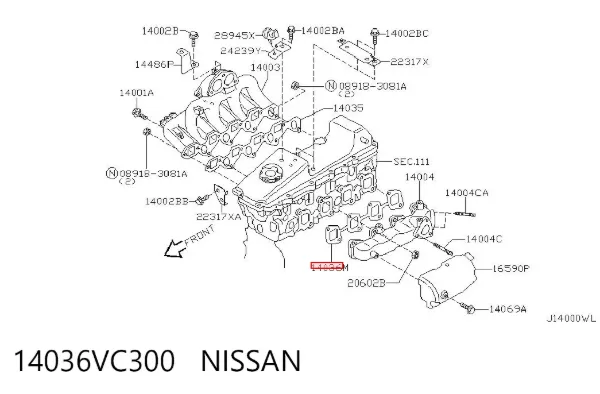 Uszczelka kolektora wydechowego Nissan Patrol Y61