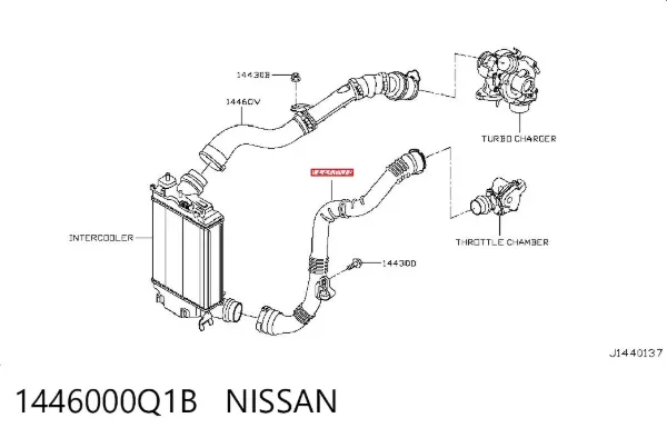 Przewód (króciec) intercoolera 1446000Q1B Nissan/Infiniti