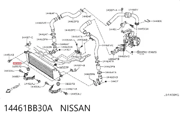Chłodnica intercoolera 14461BB30A Nissan/Infiniti