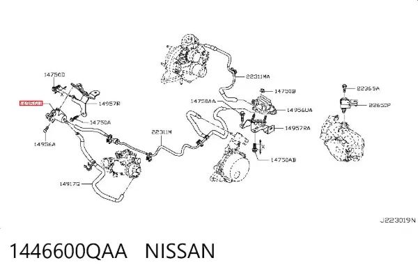 Zawór elektromagnetyczny regulacji klapy EGR 1446600QAA Nissan/Infiniti