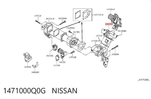 Zawór recyrkulacji spalin EGR 1471000Q0G Nissan/Infiniti