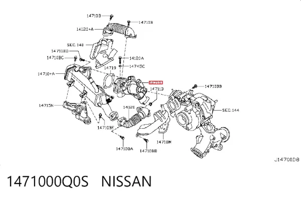 Zawór recyrkulacji spalin EGR 1471000Q0S Nissan/Infiniti