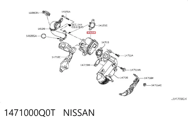 Zawór recyrkulacji spalin EGR 1471000Q0T Nissan/Infiniti