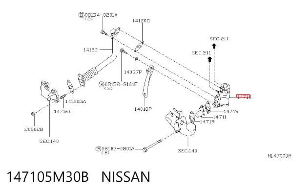 Zawór recyrkulacji spalin EGR 147105M30B Nissan/Infiniti