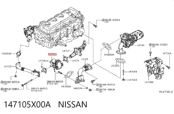 Zawór recyrkulacji spalin EGR 147105X00A Nissan/Infiniti