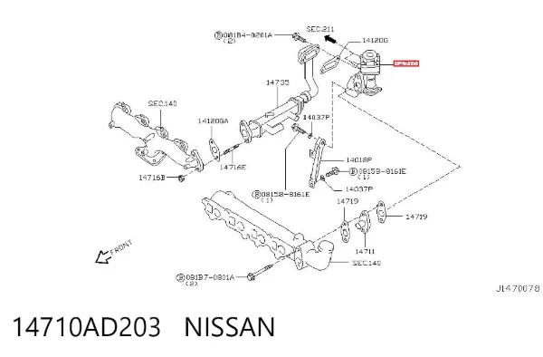 Zawór recyrkulacji spalin EGR 14710AD203 Nissan/Infiniti