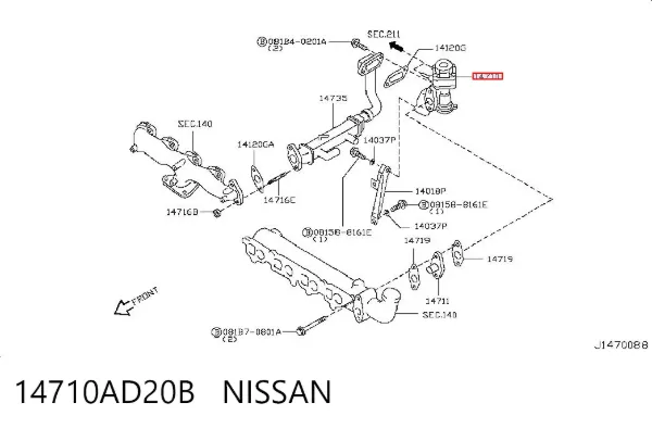 Zawór recyrkulacji spalin EGR 14710AD20B Nissan/Infiniti