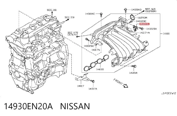 Czujnik ciśnienia w kolektorze ssącym, MAP 14930EN20A Nissan/Infiniti
