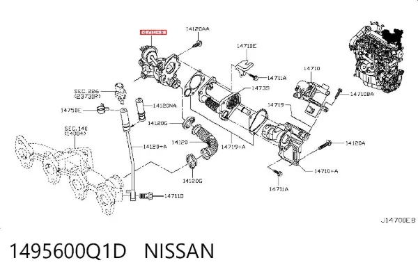 Zawór recyrkulacji spalin EGR 1495600Q1D Nissan/Infiniti