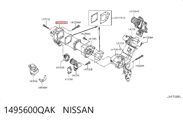 Zawór recyrkulacji spalin EGR 1495600QAK Nissan/Infiniti