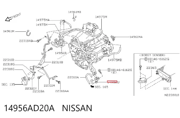 Przetwornik ciśnienia (solenoid) doładowania 14956AD20A Nissan/Infiniti