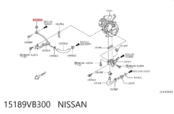 Uszczelka przewodu dopływu oleju do turbiny 15189VB300 Nissan/Infiniti