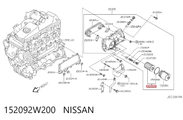 Filtr oleju 152092W200 Nissan/Infiniti