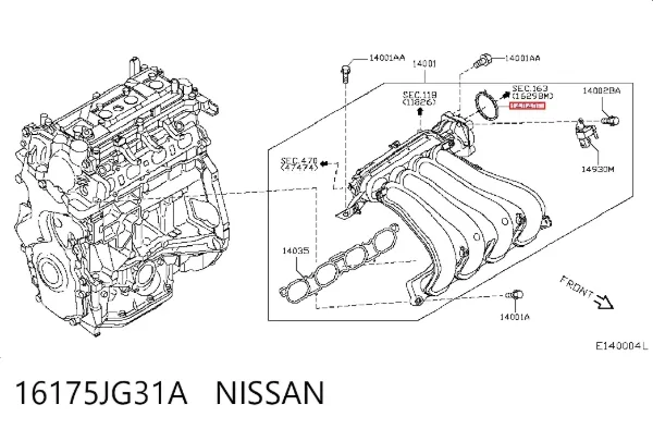 Uszczelka przepustnicy 16175JG31A Nissan/Infiniti