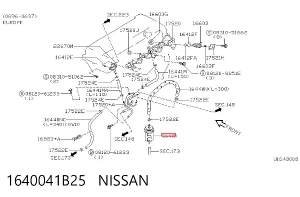 Filtr paliwa 1640041B25 Nissan/Infiniti