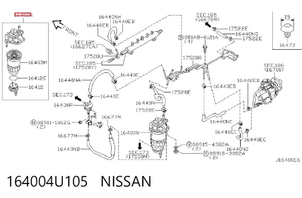 Filtr paliwa 164004U105 Nissan/Infiniti
