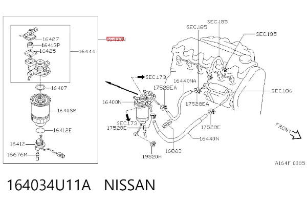 Filtr paliwa 164034U11A Nissan/Infiniti