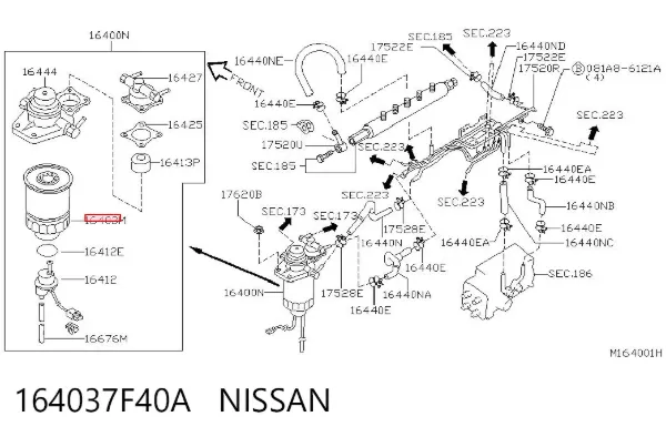 Filtr paliwa 164037F40A Nissan/Infiniti