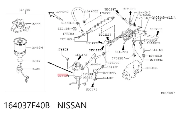 Filtr paliwa 164037F40B Nissan/Infiniti