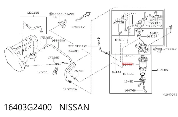 Filtr paliwa 16403G2400 Nissan/Infiniti