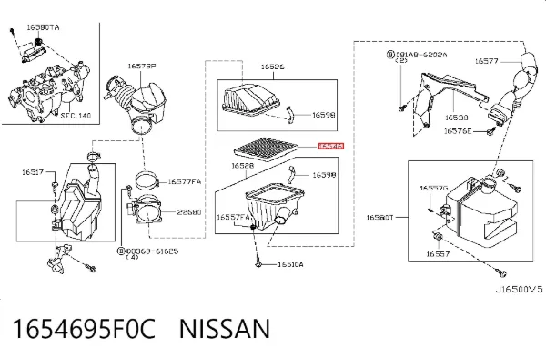 Filtr powietrza 1654695F0C Nissan/Infiniti