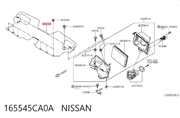 Kierownica powietrza (deflektor) chłodnicy 165545CA0A Nissan/Infiniti
