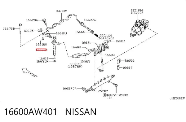 Wtryskiwacz paliwa 16600AW401 Nissan/Infiniti